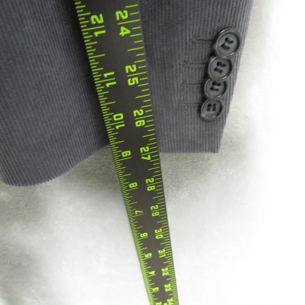 HUGO BOSS Mens Gray Corduroy Blazer Size Large Jacket Button Front Long Sleeve